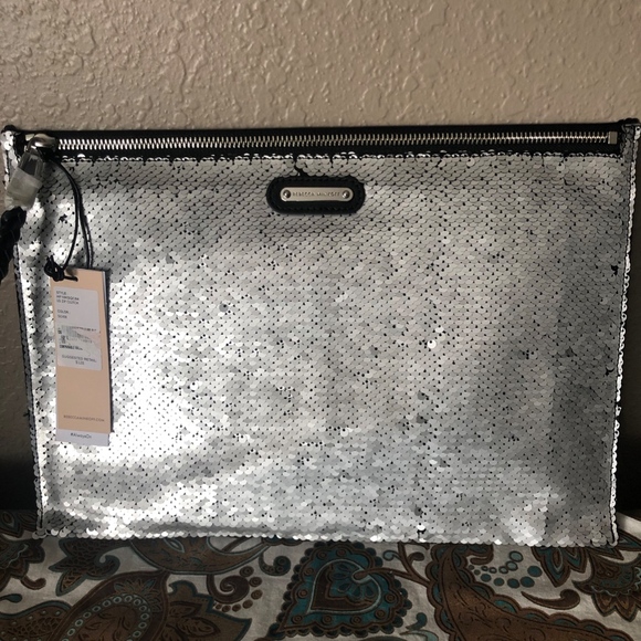 Rebecca Minkoff Large Sequin Leather Zip Clutch - Picture 2 of 6